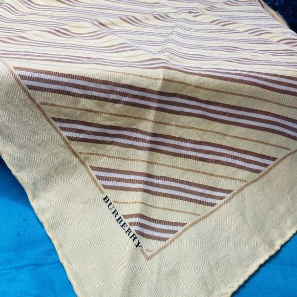 Burberry Beautiful Striped Scarf 22” x 22” Silk Blend - Picture 7 of 8